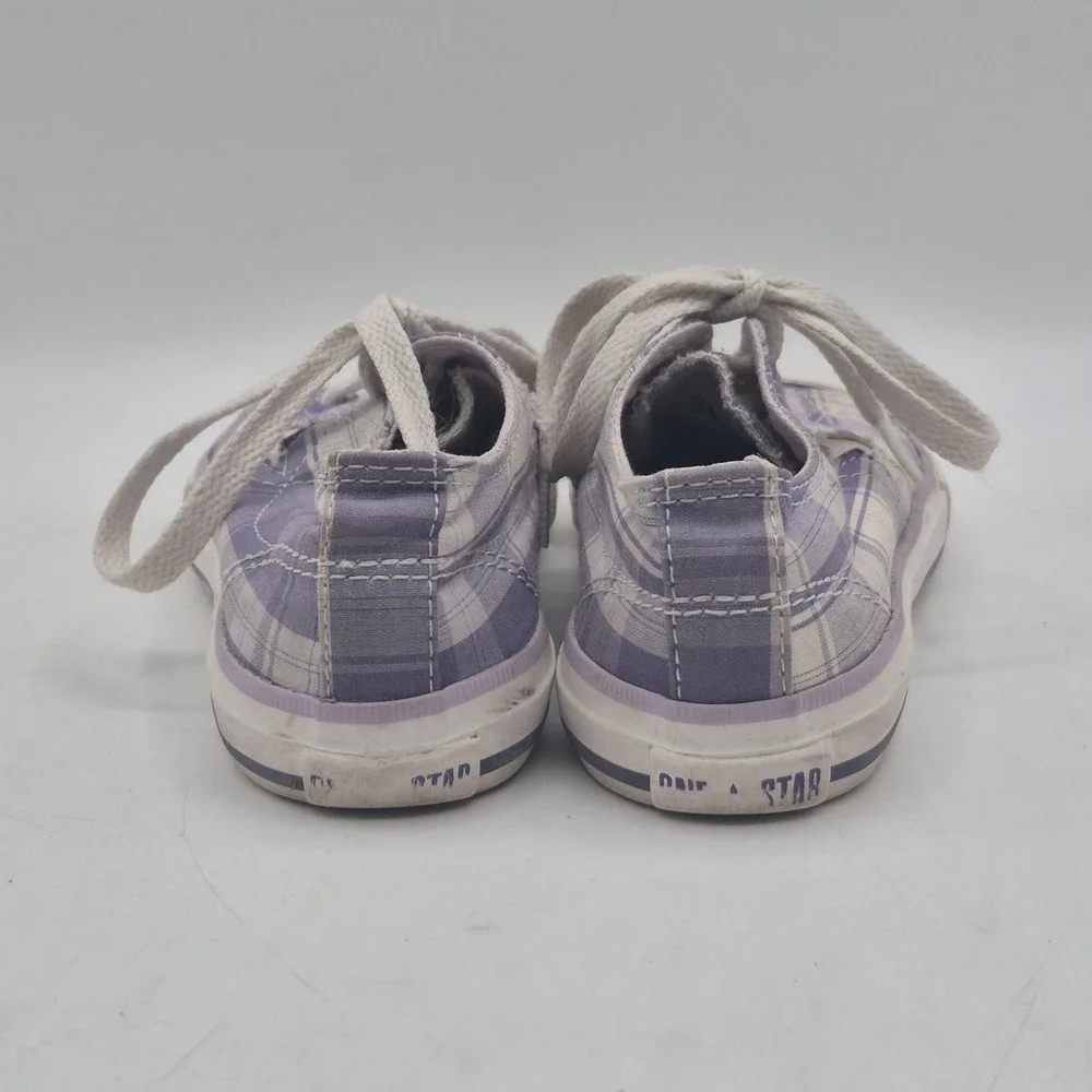 Converse One Star Shoes Youth Size‎ 13 Purple Plaid Low Top Lace Up Sneakers